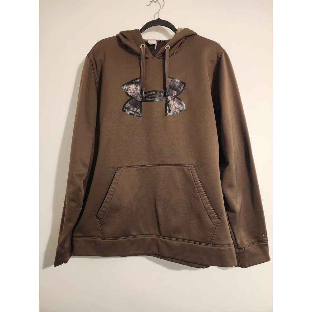 Under Armour Storm Hoodie Mens XL Brown Mossy Oak Camo Logo Pullover Sweatshirt